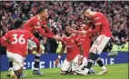  ?? Alex Livesey / Getty Images ?? Manchester United’s Fred celebrates with teammates after scoring against Crystal Palace on Sunday.