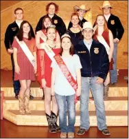  ?? Photograph submitted ?? Pea Ridge High School officers for the 2017-2018 school year include, front, Tyler Cope, 2017 FFA Sweetheart; second row, from left: Megan Crawford, 2018 Sweetheart, and her escort, Rhett Snyder; third row, from left: Sarah Henderson, Danielle Dishaw,...