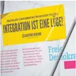  ?? FOTO: DPA ?? Aufkleber der Identitäre­n Bewegung auf einem Wahlplakat der FDP in Tübingen.