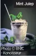  ??  ?? PLACE a strip of lime peel and four thin slices of ginger into a glass and add 40ml of cognac. Lightly press the lime and ginger Mint Julep