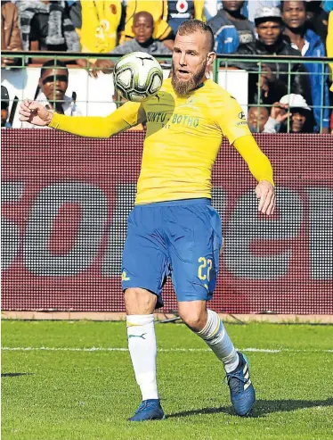  ?? Picture: LEE WARREN/GALLO IMAGES ?? TESTING TIMES: Jeremy Brockie of Mamelodi Sundowns during their match against Kaizer Chiefs at the Loftus Versfeld Stadium in Pretoria on August 4