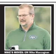  ??  ?? MIKE’S MOVES: GM Mike Maccagnan made over the roster on the fly, bringing in the likes of Austin Seferian-Jenkins (88), Morris Claiborne (21) and Jermaine Kearse (10), but none of it will matter without a franchise quarterbac­k.