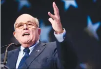  ?? AP PHOTO ?? Rudy Giuliani, an attorney for President Donald Trump, speaks at the Iran Freedom Convention for Human Rights and democracy in Washington.