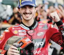  ?? CIAMILLO ?? La gioia di Pecco Bagnaia, 25 anni, dopo il podio di Buriram