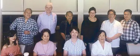  ??  ?? ESU-Phil members (front row) Patricia Evangelist­a, Erlinda Panlilio, Gigi Virata, Lourds Montinola, (back row) Krip Yuson, David Reynolds, Ed Maranan, Kat Legarda, Santi Dapul and Mike Cabigon.