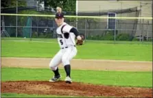  ?? PHOTO BY PETER WALLACE ?? Freshman Kyle Banche was a bright spot for Torrington in a Red Raider loss to Ansonia Monday afternoon at Fuessenich Park.