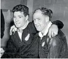  ??  ?? Terry Lineen, left, with Frank McMullen during the 1959 series against the Lions.