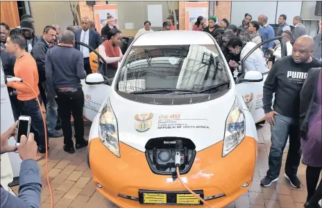  ?? PHOTO: JACQUES NAUDE ?? The the new Nissan Leaf at the dti’s low-carbon transport programme launch. The Leaf had its world premiere in Japan earlier this month.