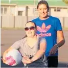  ??  ?? Netball Horowhenua vice-president Candace Vazey with Future Ferns ambassador Irene Van Dyk during a workshop at Donnelly Park last year.