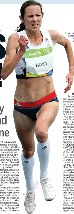  ??  ?? HURT: Jo Pavey believes that thyroxine should be put on the WADA banned list