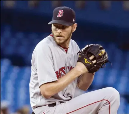  ?? CHRIS YOUNG - THE ASSOCIATED PRESS ?? Boston Red Sox starting pitcher Chris Sale works against the Toronto Blue Jays during the third inning of a baseball game Tuesday, Aug. 29, 2017, in Toronto.