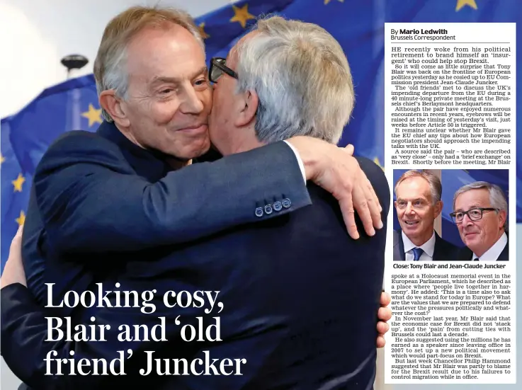  ??  ?? Close: Tony Blair and Jean-Claude Juncker