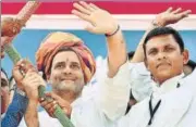  ?? HT PHOTO ?? Congress vicepresid­ent Rahul Gandhi during a rally at Bayad in Aravalli district of Gujarat on Saturday.