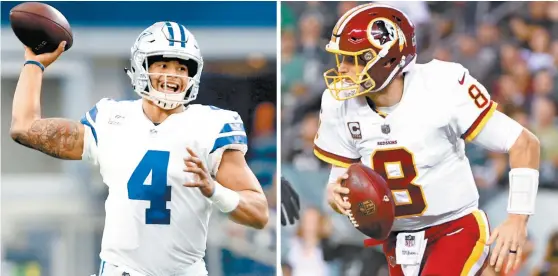  ??  ?? Dak Prescott (4) y Kirk Cousins, los líderes de los ataques de Dallas y Washington