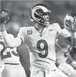  ?? RALPH FRESO/AP ?? Rams quarterbac­k Matthew Stafford passes against the Cardinals on Dec. 13 in Glendale, Ariz.