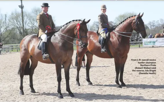  ??  ?? From L-R: overall novice hunter champion
Northern Pride (Robert Walker) and the reserve, Isle Bright
(Danielle Heath)