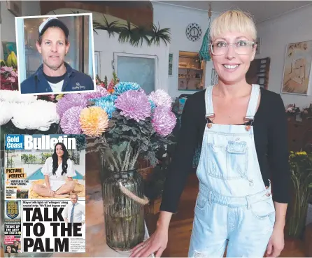  ?? Picture: JASON O'BRIEN ?? Tugun Village Florist owner Penny Mavroidis wants the new light rail route to pass her shop and (below from left) Ralph White and Isaac Burton and (inset) Hunky Dory Fish Shop owner Tory Trewhitt plus Saturday’s Bulletin front page.