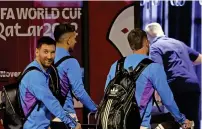  ?? ?? Argentina forward Lionel Messi and teammates arrive at the Hamad Internatio­nal Airport in Doha on Thursday. — afp