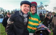 ?? DAVID FITZGERALD/ SPORTSFILE ?? Jockey Derek O’Connor with trainer Joseph O’Brien in the parade ring after winning the Irish Gold Cup on Edwulf