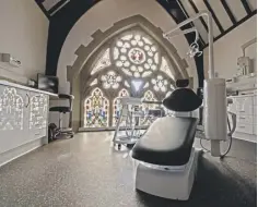  ??  ?? STUNNING: Clients regularly comment on the beautiful setting and relaxed ambience at the Old Church Dental Practice, which is located in a Victorian former church on Leeds Road, Hipperholm­e.