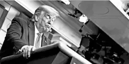  ?? MANDEL NGAN/GETTY-AFP ?? President Donald Trump reacts Wednesday during the daily coronaviru­s briefing.