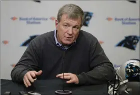  ?? CHUCK BURTON - THE ASSOCIATED PRESS ?? FILE - In this April 17, 2019, file photo, Carolina Panthers general manager Marty Hurney speaks to the media in Charlotte, N.C.