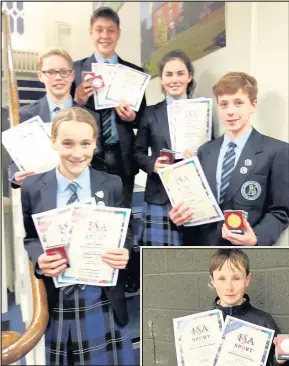  ??  ?? Students from Dixie Grammar School with the medals and certificat­es won at the ISA National Swimming Gala held at the Olympic pool at the London Aquatics centre. In total the six swimmers returned with a haul of 13 medals