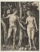  ?? Photograph: Penta Springs Limited/Alamy ?? Etching bombing … a mouse creeps into Adam and Eve, 1504 by Albrecht Dürer.