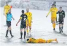  ??  ?? Scott Brown was sent off after catching Livingston’s Jaze Kebia in the face with an elbow. Photograph: Alan Rennie/Action Plus/Shuttersto­ck