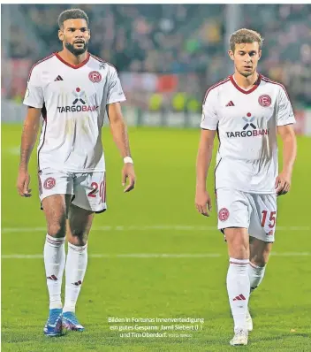  ?? FOTO: IMAGO ?? Bilden in Fortunas Innenverte­idigung ein gutes Gespann: Jamil Siebert (l.)
und Tim Oberdorf.