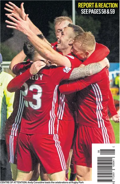  ??  ?? CENTRE OF ATTENTION: Andy Considine leads the celebratio­ns at Rugby Park