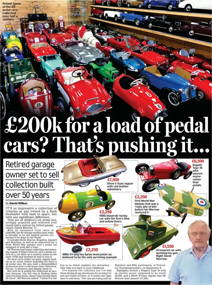  ??  ?? Prized: Some of the 85 pedal cars collected over half a century