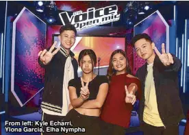  ??  ?? From left: Kyle Echarri, Ylona Garcia, Elha Nympha