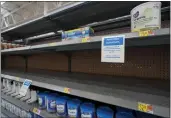  ?? ERIC GAY — THE ASSOCIATED PRESS FILE ?? Shelves typically stocked with baby formula sit mostly empty at a store in San Antonio.