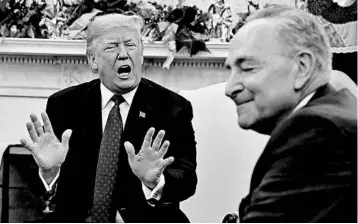  ?? MARK WILSON/GETTY ?? Chuck Schumer, right, wants the GOP to stand up to President Trump’s “temper tantrum.”