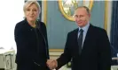  ?? Photograph: Mikhail Klimentyev/AP ?? ‘The scale and bloodlust of Putin’s invasion of Ukraine made him enough of a pariah that many European nationalis­ts have felt it expedient to dial down their former appreciati­on.’ Marine Le Pen and Vladimir Putin at the Kremlin, Moscow, in 2017.