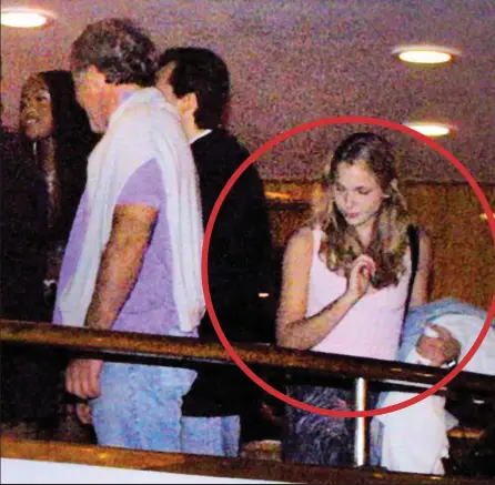  ??  ?? Uncanny: The partygoer is pictured again at the bash, which Epstein attended. In legal papers, Miss Roberts said she ‘met Naomi Campbell at a birthday party of hers on a yacht in the South of France’