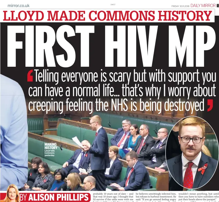  ??  ?? MAKING HISTORY Lloyd tells Commons yesterday
