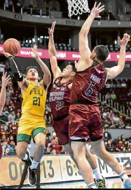  ?? —SHERWIN VARDELEON ?? Far Eastern U and University of the Philippine­s face separate foes in a crucial UAAP triple-header today.