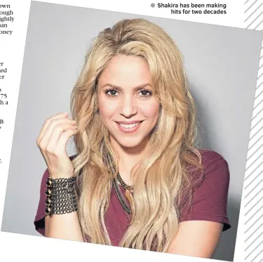  ??  ?? Shakira has been making hits for two decades