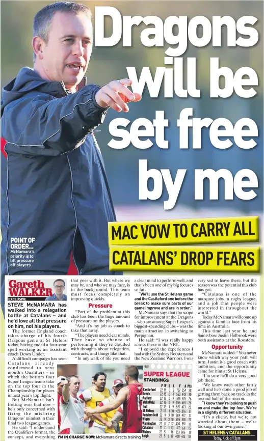  ??  ?? POINT OF ORDER... McNamara’s priority is to lift pressure off players