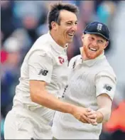  ?? AFP ?? Toby RolandJone­s (left) became only the sixth England bowler to bag five or more wickets in his debut Test innings.