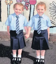  ??  ?? Two good Twins Jessie and Katie Greatrex have started at St Bride’s Primary
