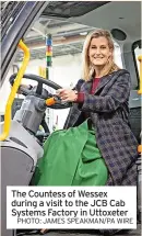  ?? PHOTO: JAMES SPEAKMAN/PA WIRE ?? The Countess of Wessex during a visit to the JCB Cab Systems Factory in Uttoxeter