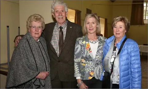  ??  ?? Marie Nolan, Myles Kavanagh, Ann Murphy and Breda Kavanagh at Myles Kavanagh’s Book Launch in Killanne Hall.