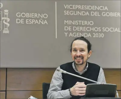  ?? EFE ?? Pablo Iglesias aprovechó un acto de su ministerio para despedirse de sus compañeros.