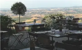  ??  ?? Above from top: Vineria Le Potazzine; terrace at Boccon DiVino