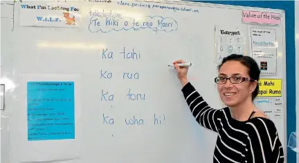  ?? PHOTO: ADAM POULOPOULO­S ?? Teacher Gina Sarich will teach Paraparaum­u School’s new English/te reo Maori bilingual class, beginning next year.