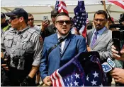  ?? CHIP SOMODEVILL­A / GETTY IMAGES ?? Jason Kessler, organizer of Sunday’s white nationalis­t rally, blamed harsh law enforcemen­t response for this rally’s meager showing.