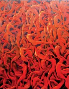  ??  ?? ‘Rhythm In Red’ (oil on canvas, 4x4.5), by Norbert Okpu